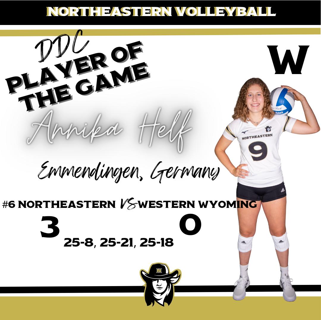 #6 Northeastern Wins in a Sweep over Western Wyoming Moving to 18-2